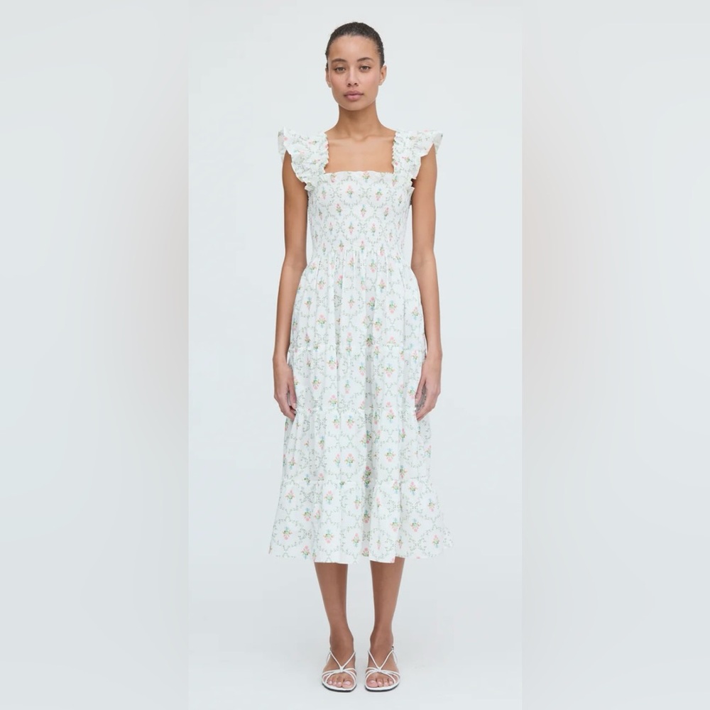 Hill House Ellie nap dress in pastel trellis print